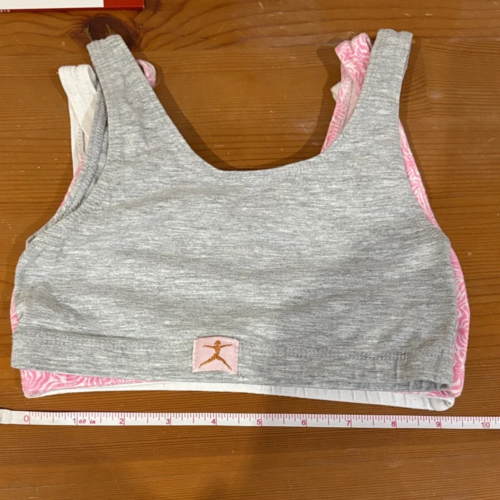 Danskin Gray and Pink Kids 3 Cotton Bras - Picture 2 of 3